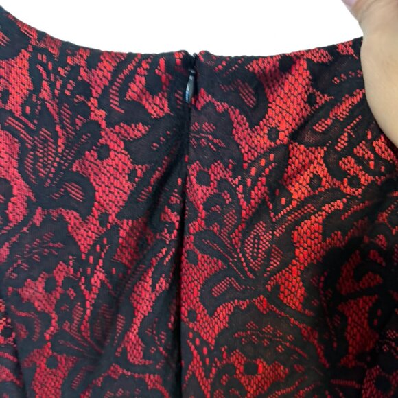 Alyx Red Black Lace Dress Size 12 Sheath Bodycon Elegant Party No Belt - Picture 6 of 7